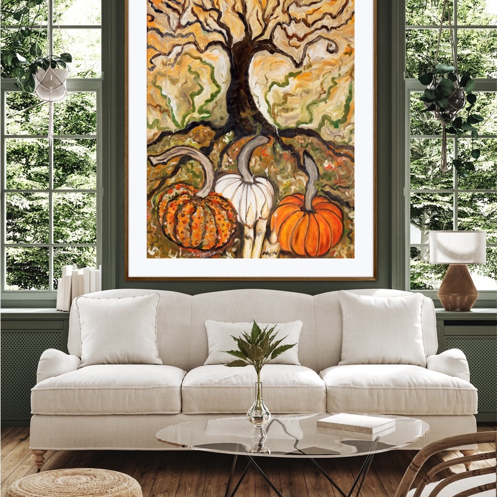 Pumpkin Patch Art Print Oil Painting Halloween gothic witchy autumn fall decor - Picture 5 of 10